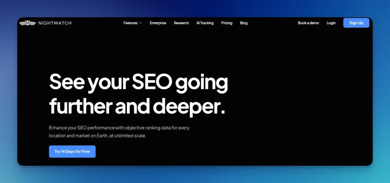 Nightwatch SEO monitoring tool with keyword rank tracking and customizable reporting features