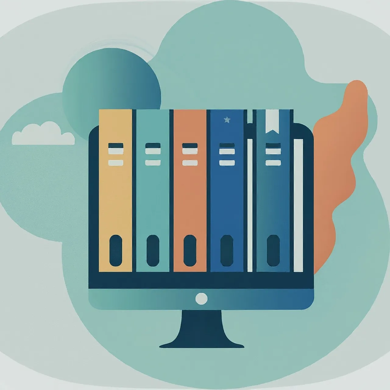 books inside laptop screen symbolizing google cached web pages