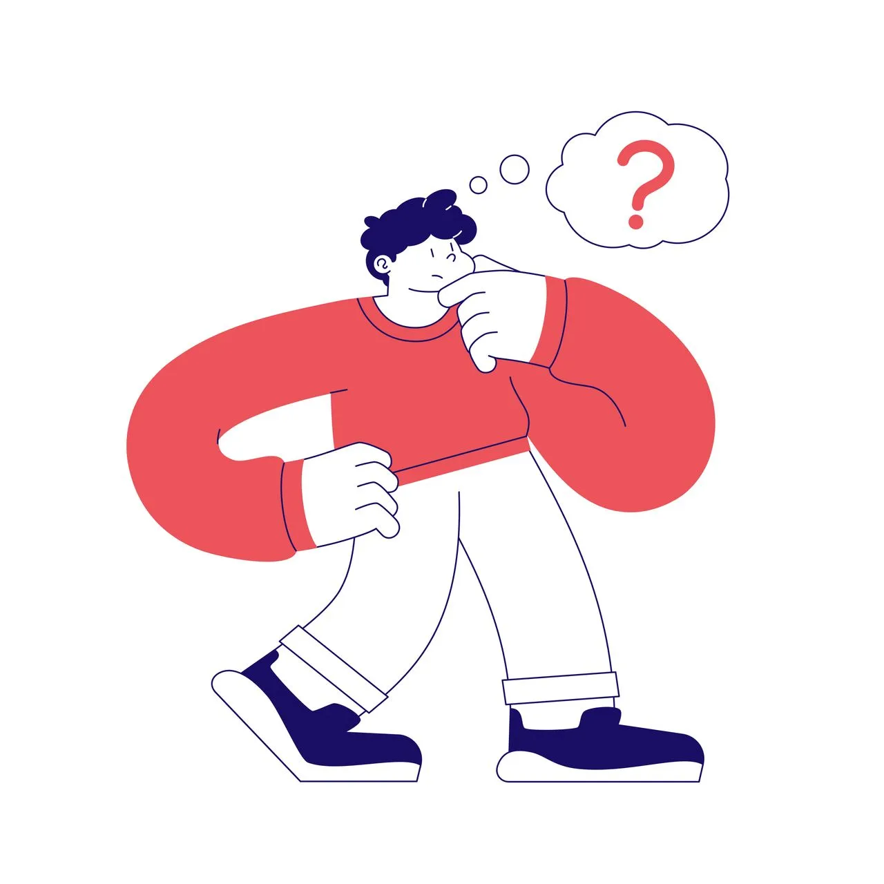 a man illustration that is questioning