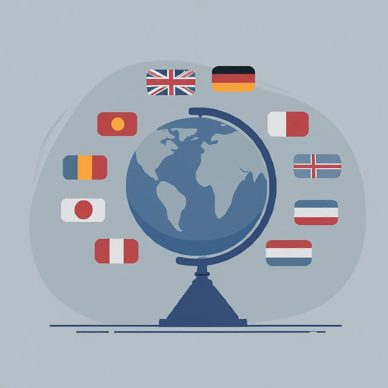 various flags and the world icon