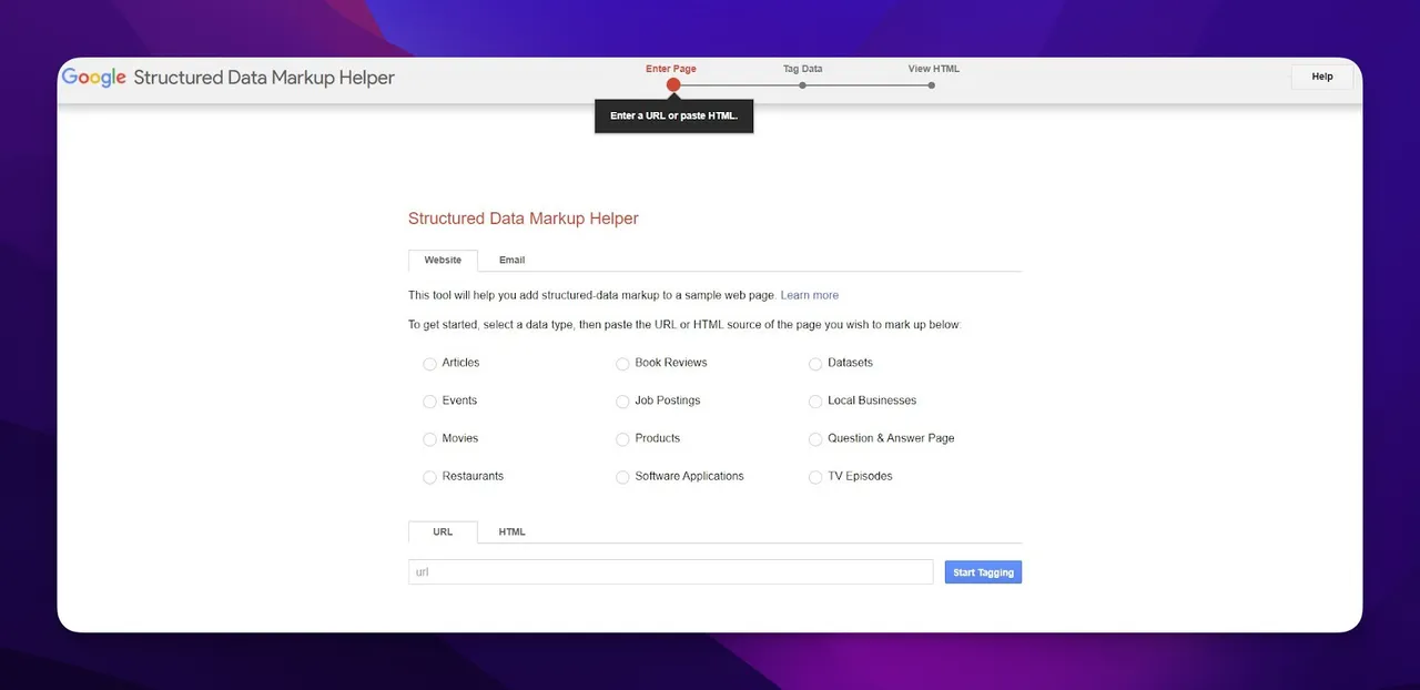 Googles Schema Markup Helper
