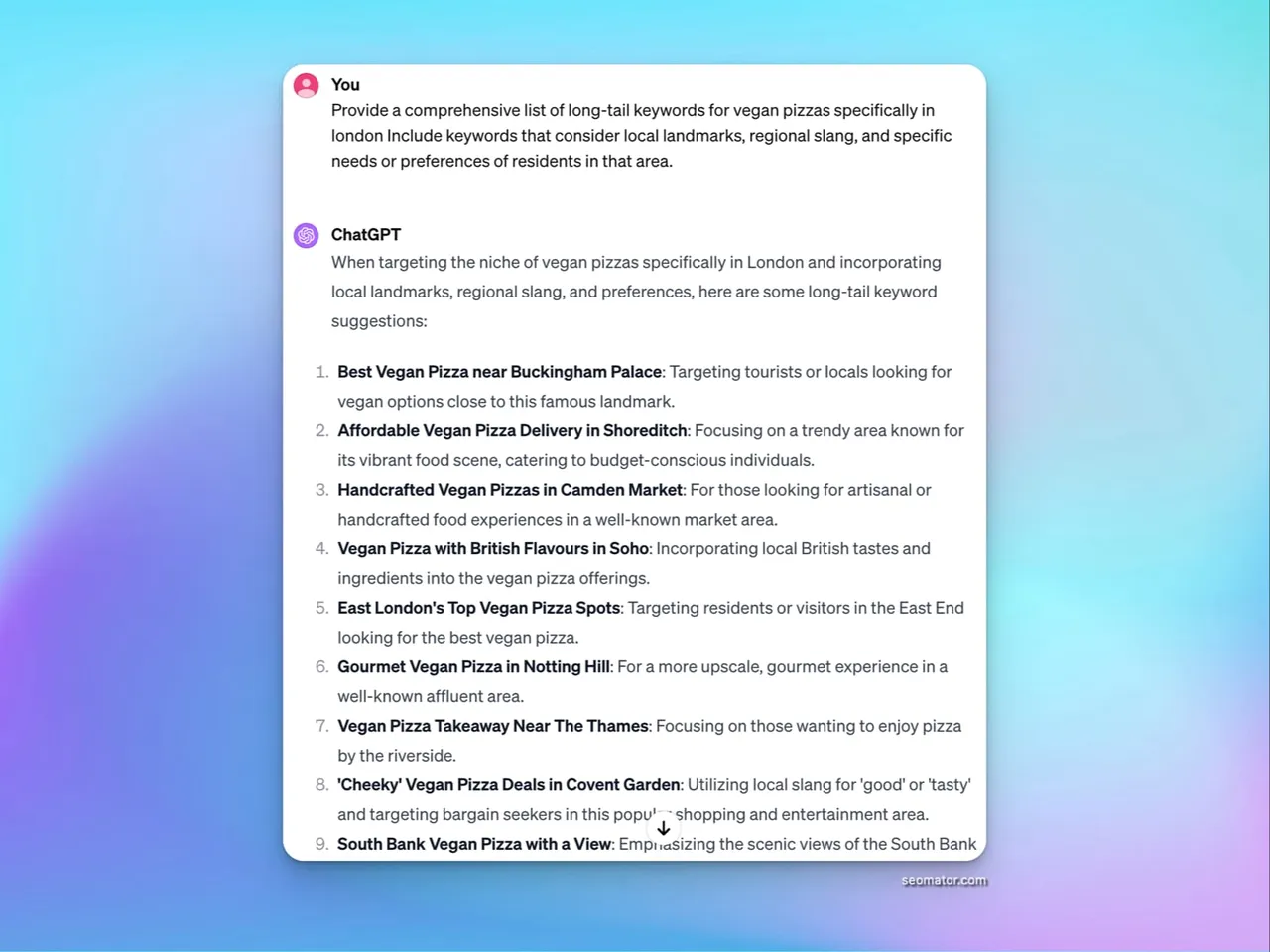 Location-Based Long-Tail Keyword SEO Prompt