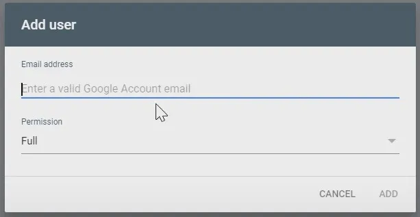 adding new user's email on Google Search Console