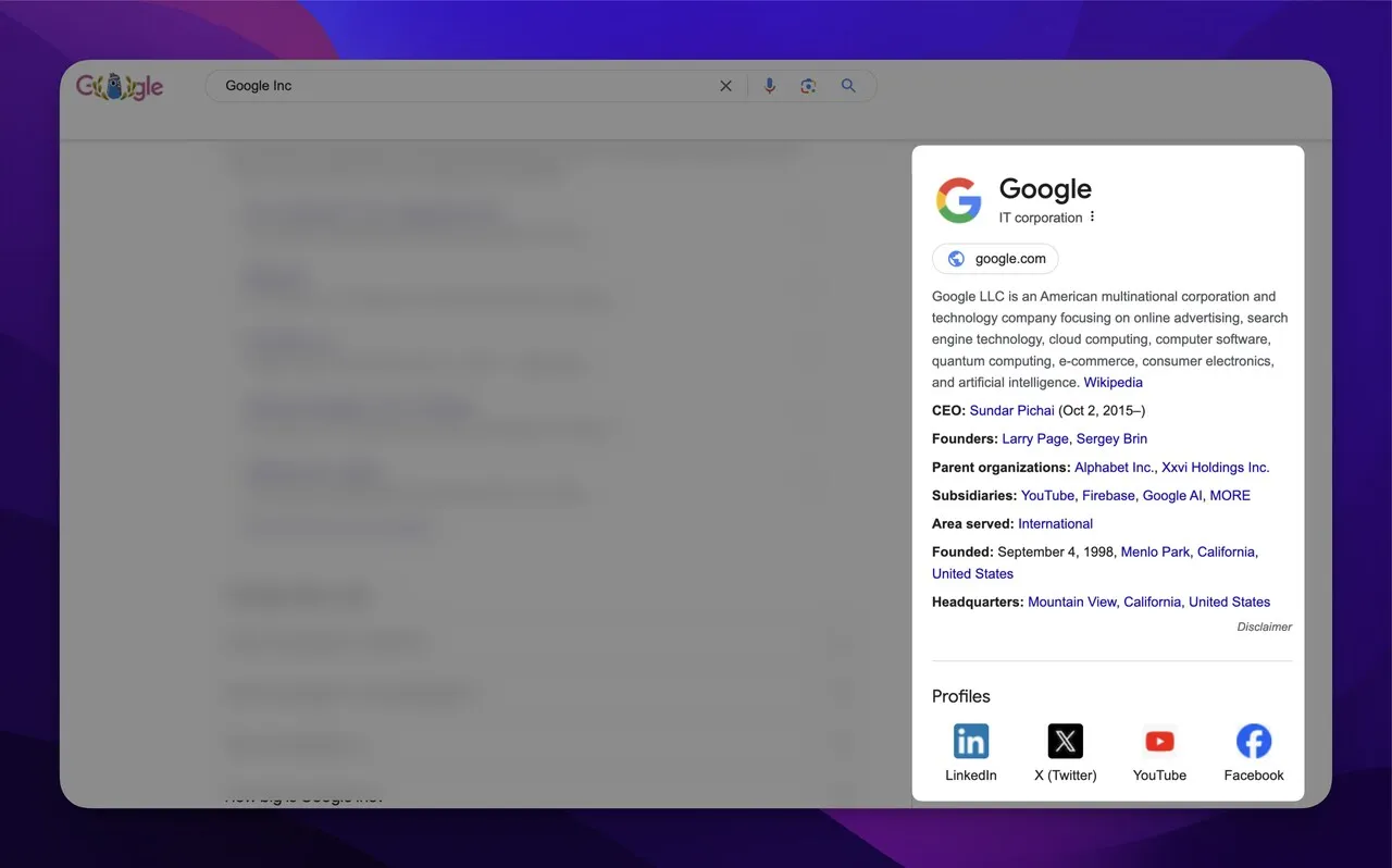 Google Inc knowledge graph
