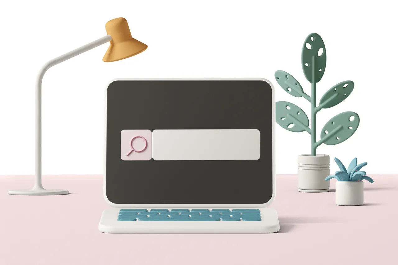 search on the laptop
