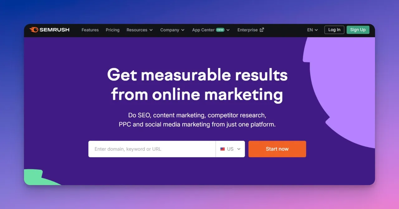 Semrush interface displaying keyword research data with search volume and difficulty metrics