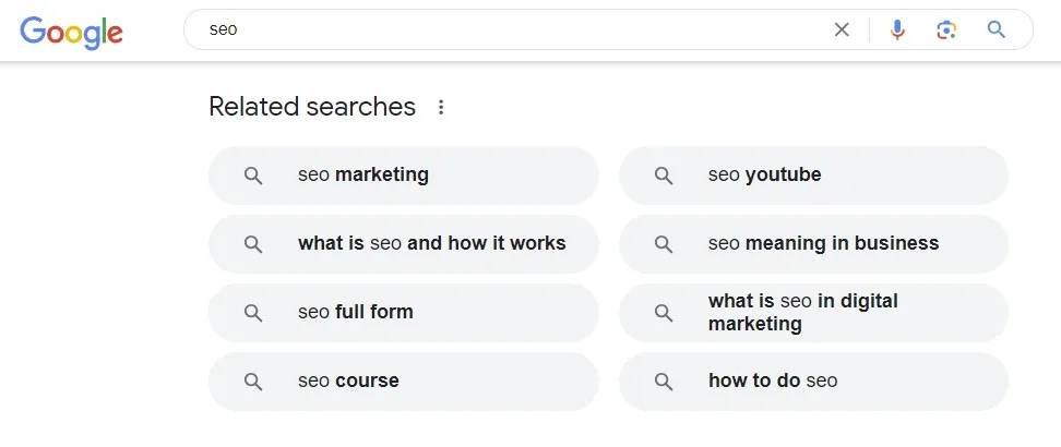 Google search suggestions