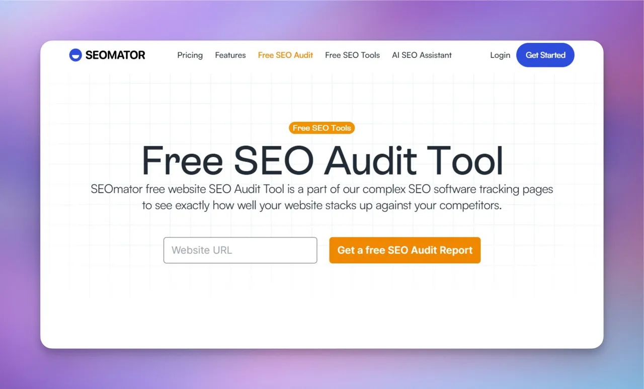 SEOmator SEO audit tool interface showing website analysis results and recommendations