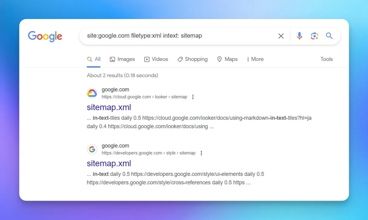 finding sitemap by using Google Search Operators