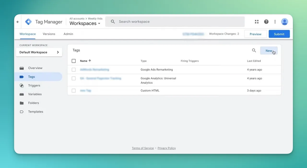 Google tag manager dashboard