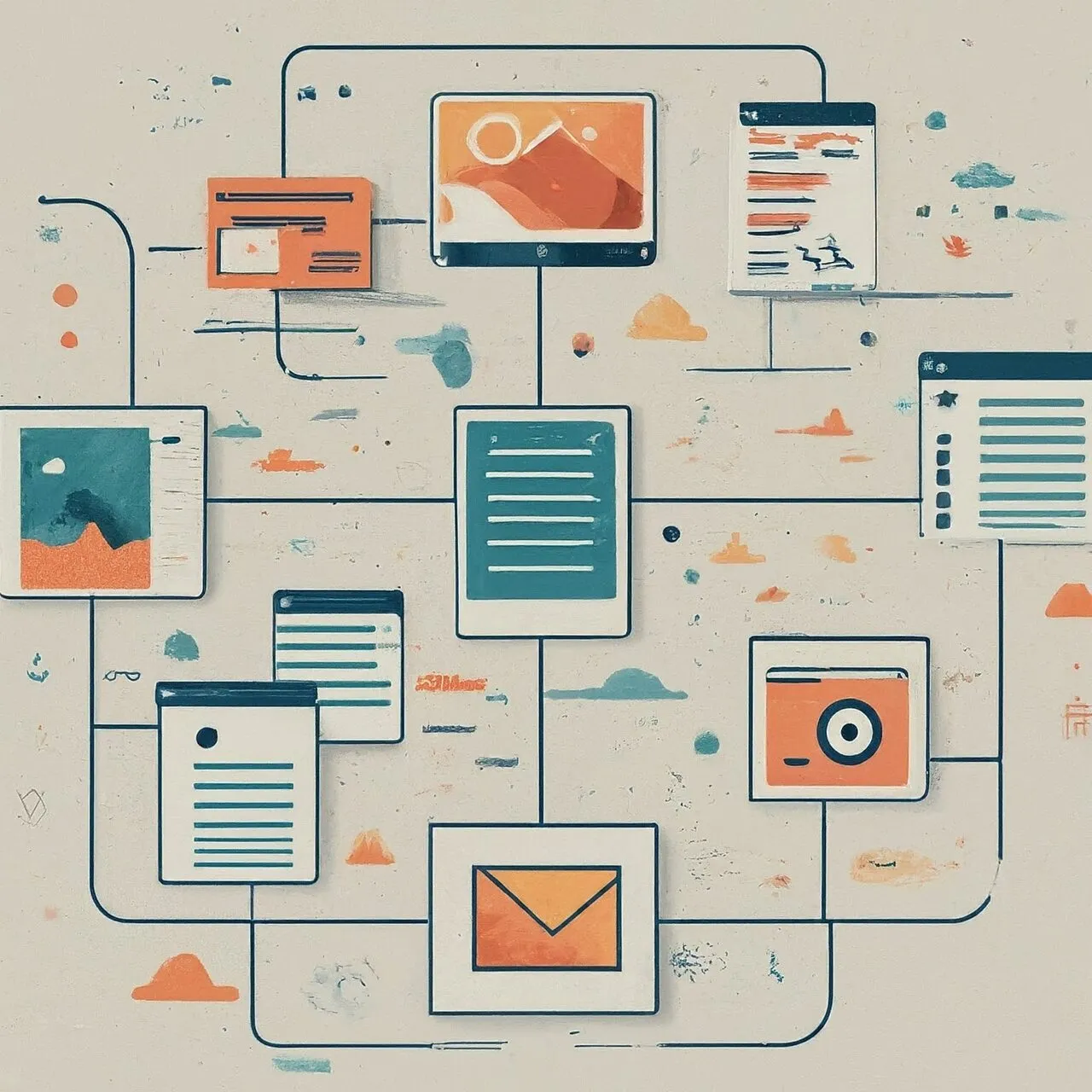 Visuelles Diagramm zur Darstellung der Website-Seitenzuordnung und URL-Struktur fuer die Sitemap-Organisation