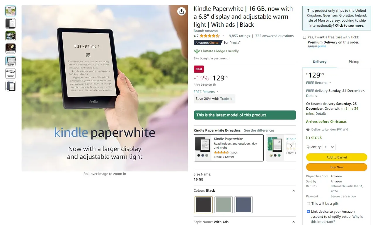 Amazon product page showing programmatic SEO elements including automated title, description, and category optimization