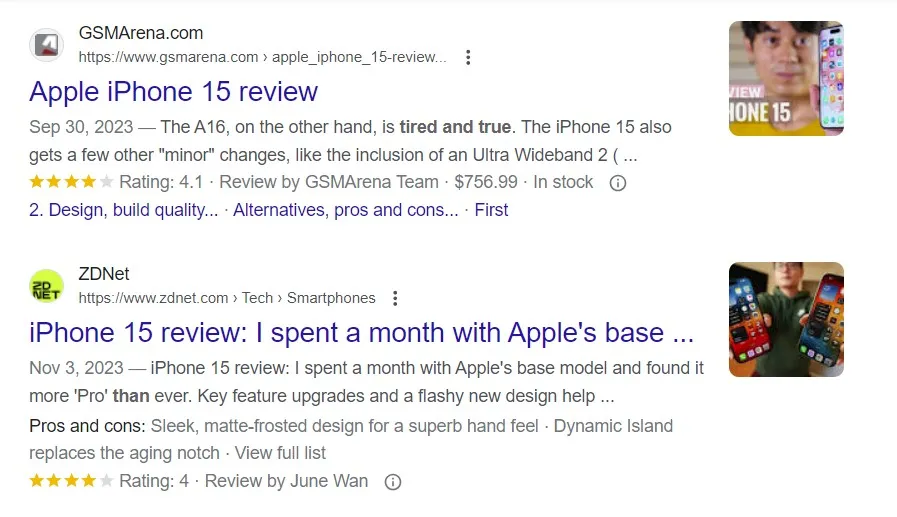 review rich snippet