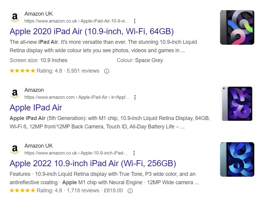 product rich snippet