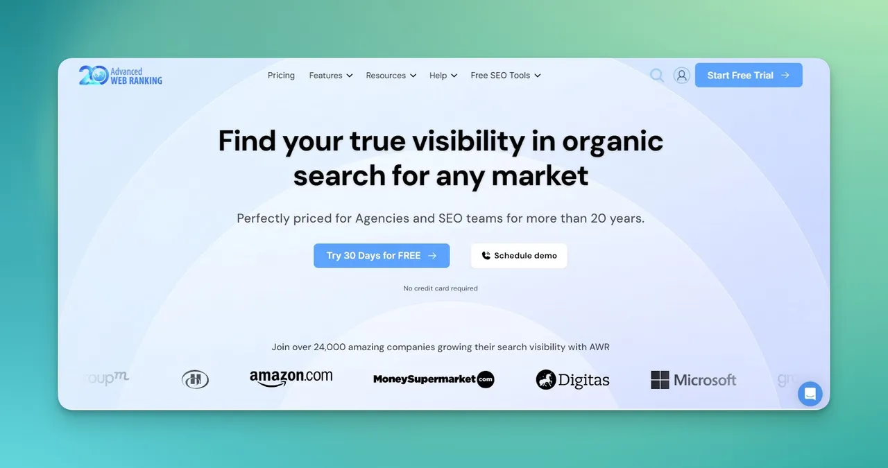 Advanced Web Ranking homepage